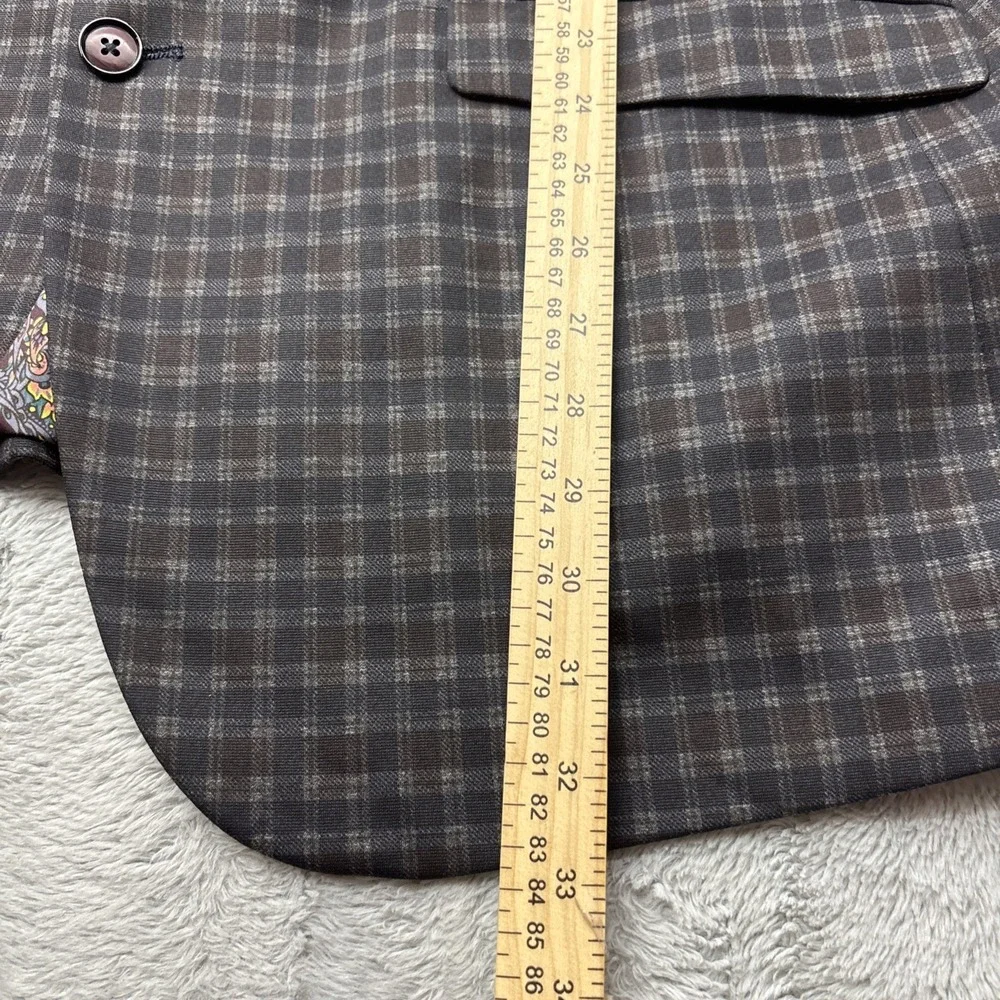 Paisley & Gray Mens Slim fit Sport Coat Blazer 50R Wine‎ Navy Check 5969J